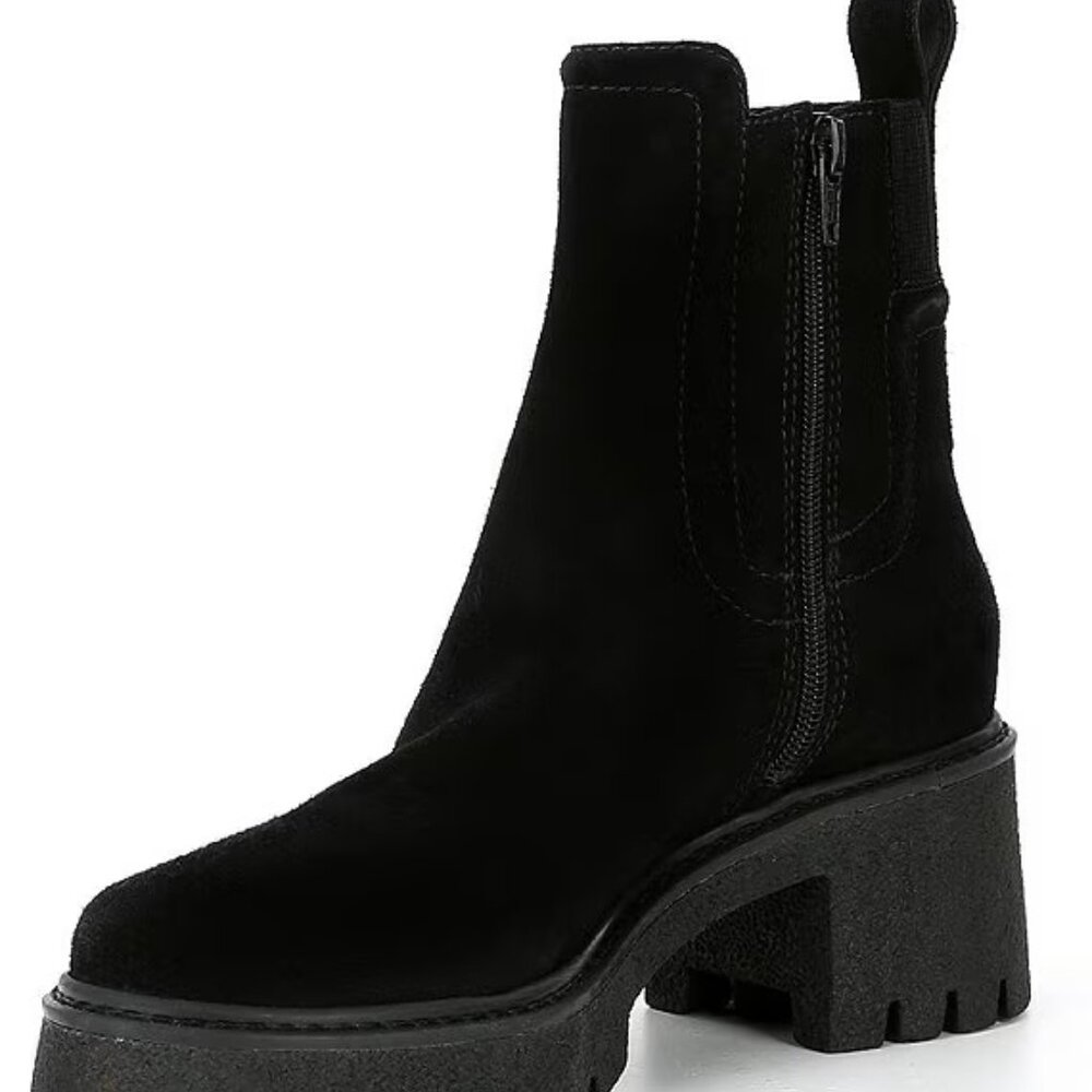 NEW Chelsea & Violet Lottie Suede Lug Sole Platform Chelsea Booties
